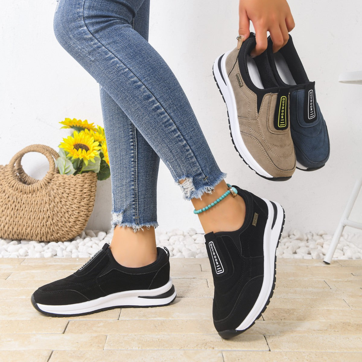 Women’s Casual Plus-Size Slip-On Running Shoes