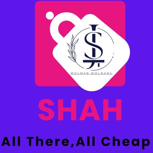 Wolman Wolmans logo with 'SHAH' and 'All There, All Cheap' text on a pink and purple background