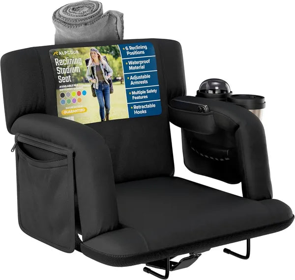 Alpcour premium reclining stadium seat with padded back support for bleachers and outdoor sports events
