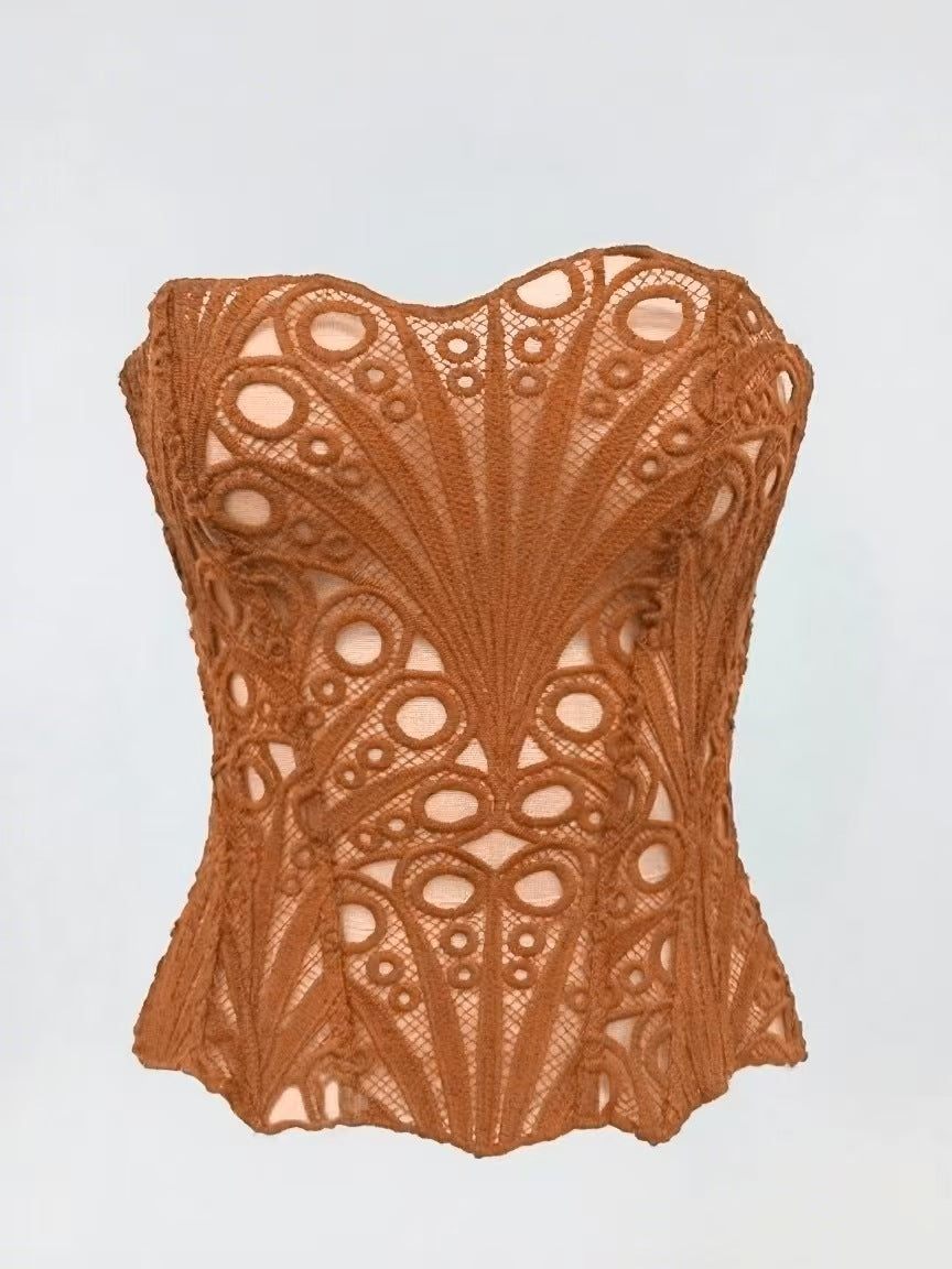 Sexy Hollow Out Lace Corset Top for Women