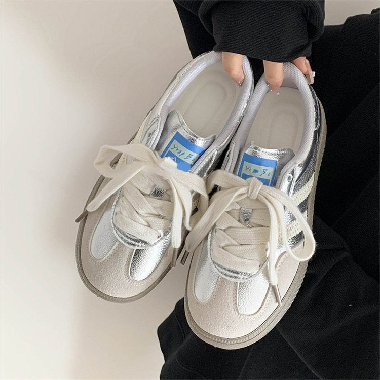 Retro casual white sneakers for women