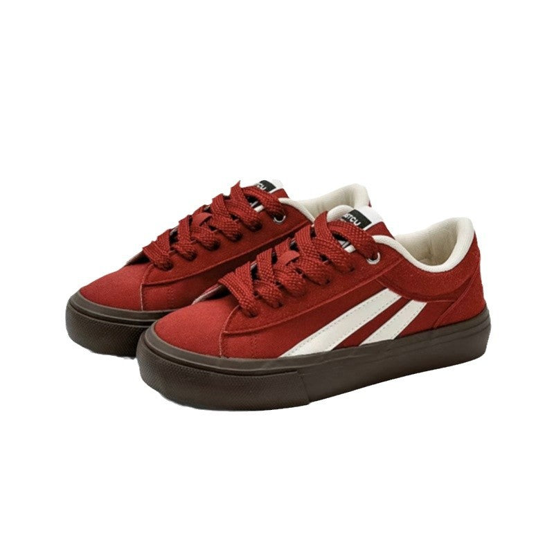 Thick-soled canvas skateboard shoes for students, casual and versatile sneakers